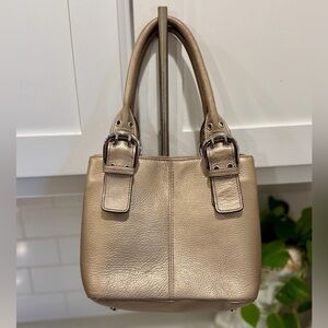 Tignanello Metallic Small Leather Bucket Purse Y2K